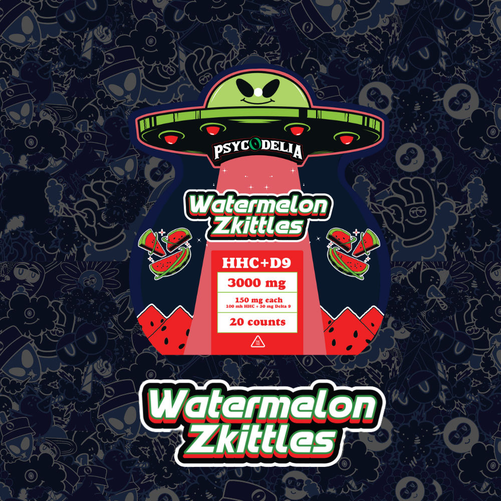 PSYCHEDELIC GUMMIES HHC + D9 300mg – WATERMELON ZKITTLES